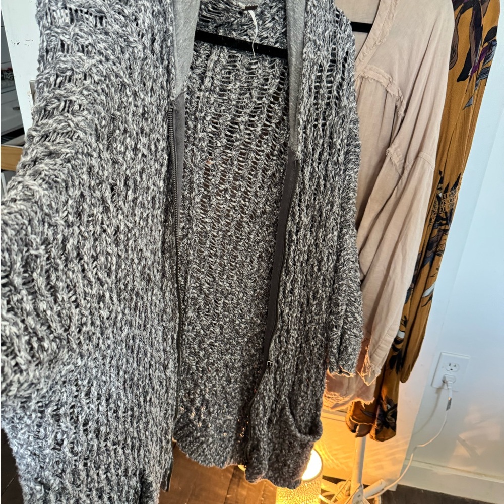 Free People Charcoal Knit Cardigan